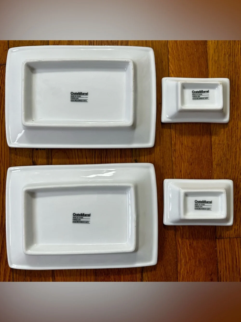 Crate & Barrel Cordon Bleu White Porcelain 8 PC Appetizer Sushi Plate Dish Set